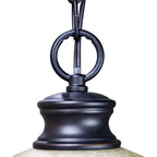 16"W Plug In Swag Amber Glass Pendant Light Bronze Finish