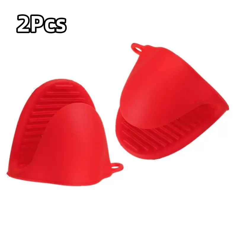 2Pcs Silicone Pot Holder Gloves Non-Slip Grip Kitchen Utensils Anti Scalding and Heat Insulation Gloves Essential Kitchen Tools